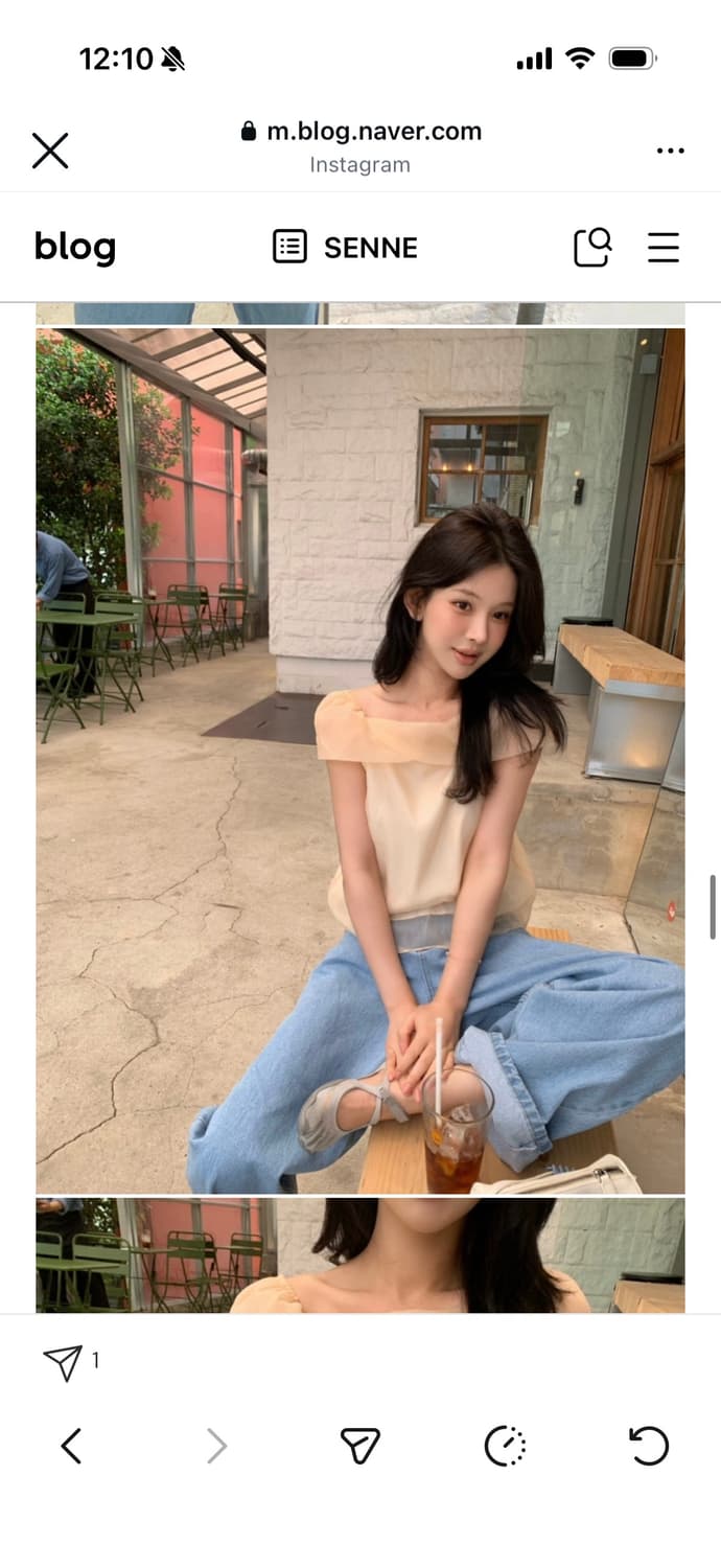 센느 오간자 블라우스 피치 상품이미지1
