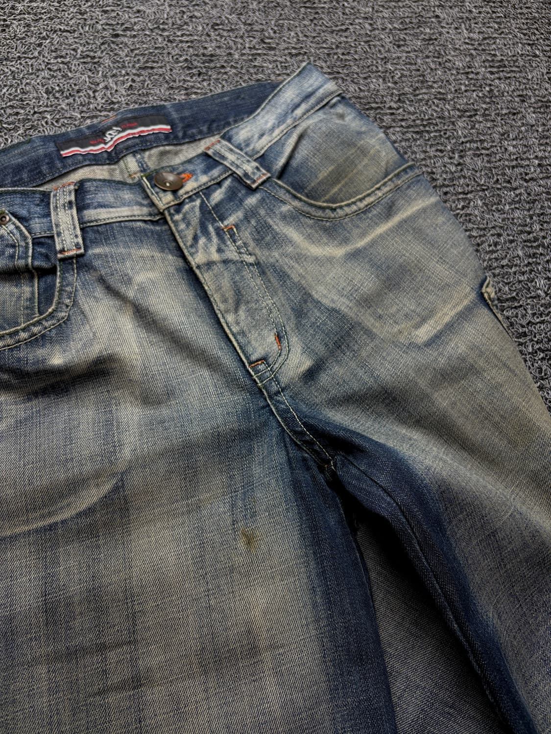 00s 마자플라바 y2k 빈티지 와이드 워싱 커브드 데님 팬츠 1433 상품이미지5