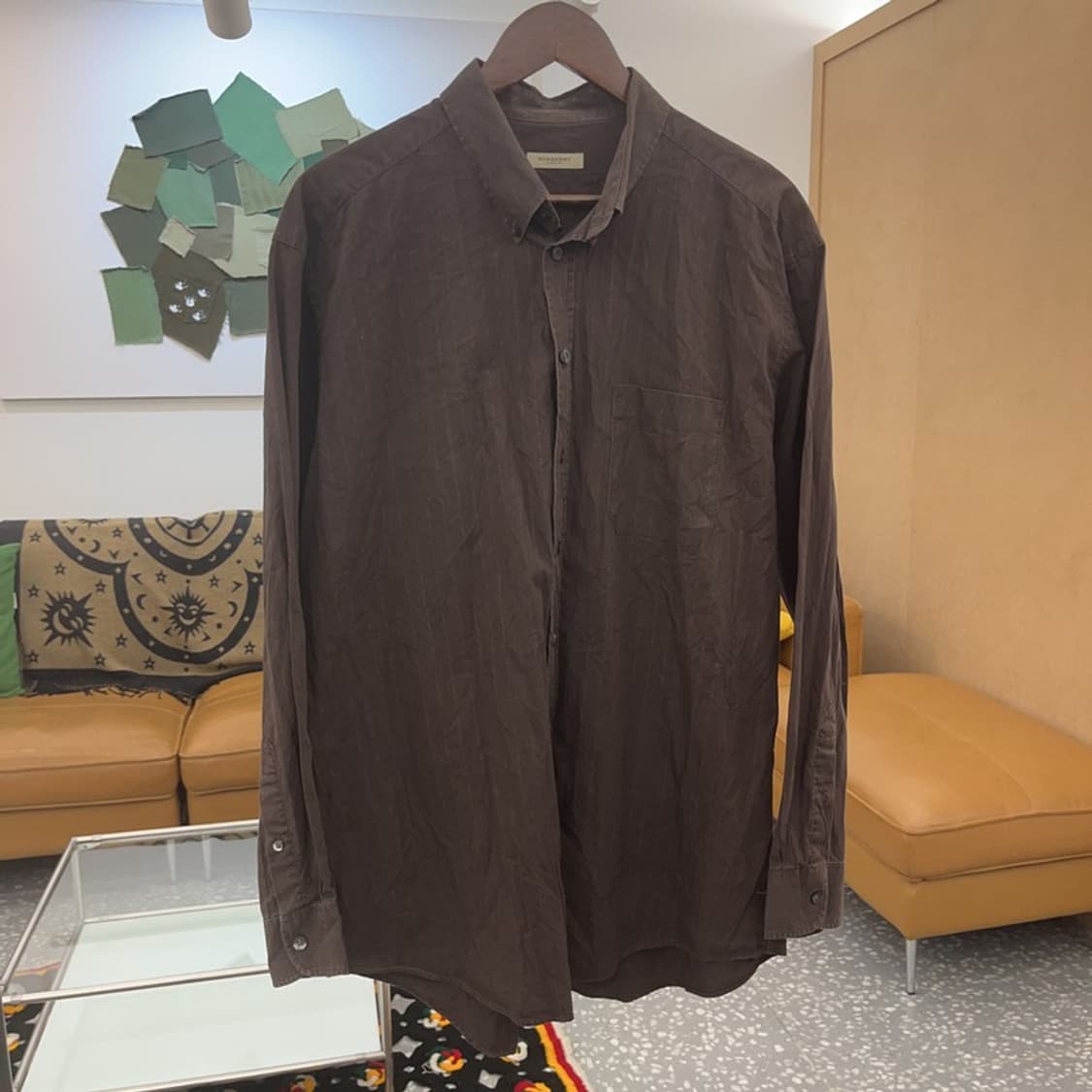 버버리 올드빈티지 로고스트라이프 컨트리 셔츠 XL C07530 상품이미지3