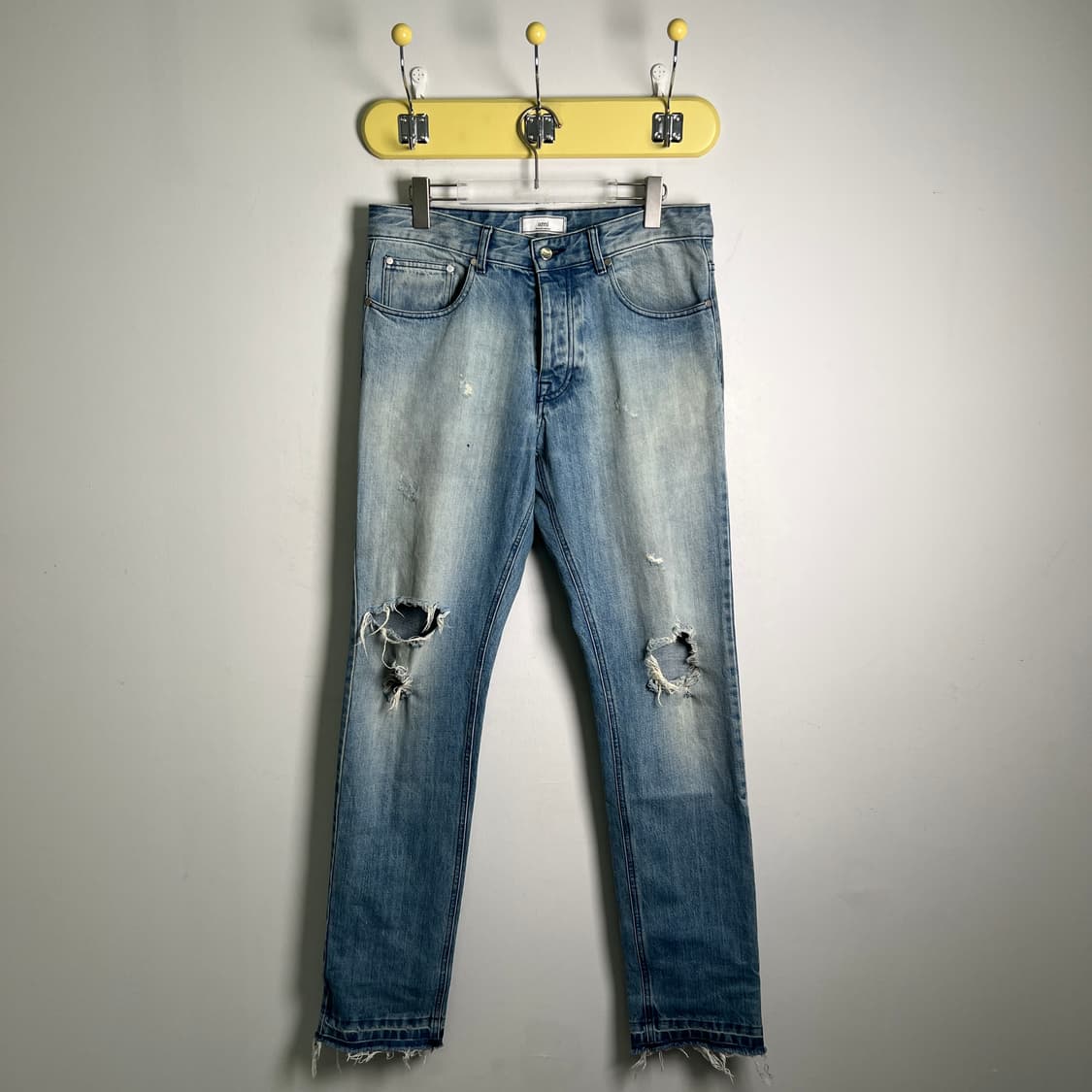 15SS AMI 아미 디스트로이드 워싱 슬림 데님 팬츠 32 상품이미지2
