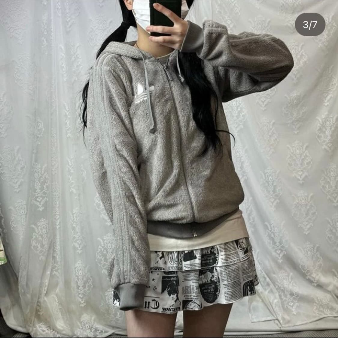 아디다스 쉐르파 후리스 후드집업 그레이 상품이미지1