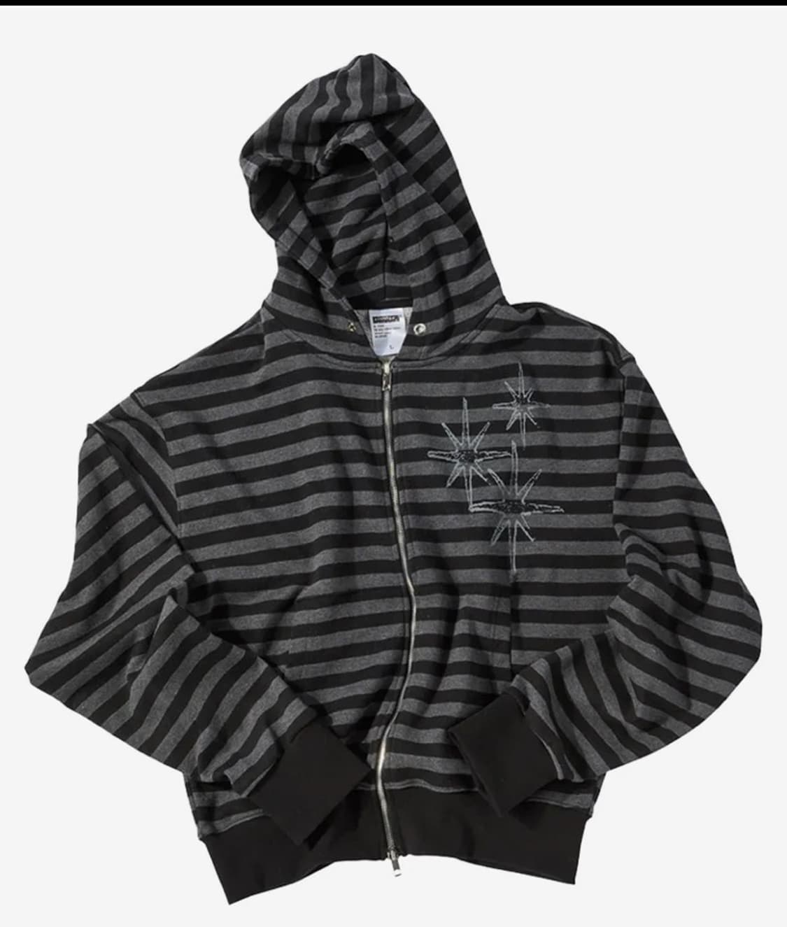 언타이틀 스테리나잇 스트라이프 후드집업 블랙 상품이미지1