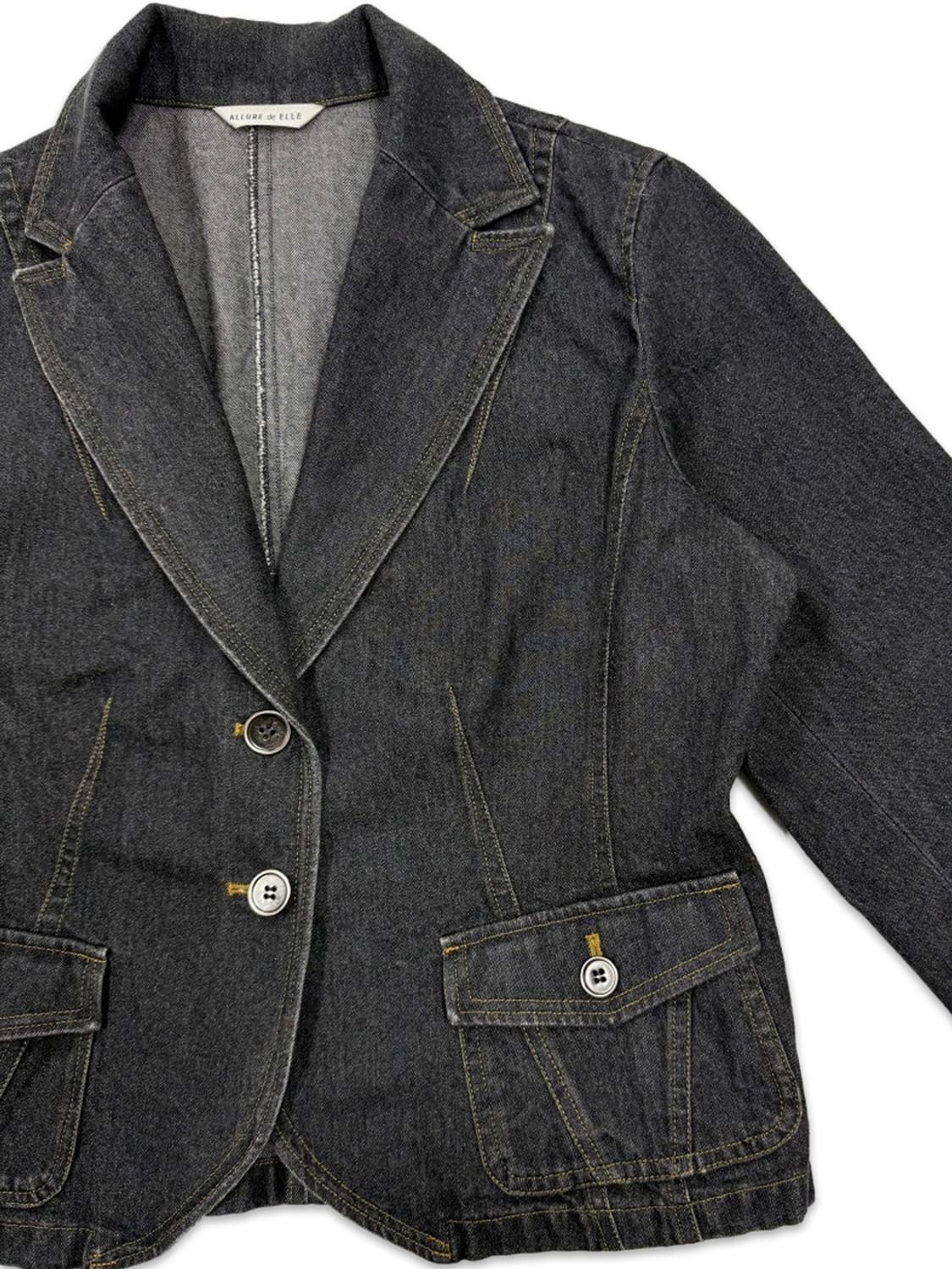 빈티지 allure de elle 블랙 데님 싱글 자켓 상품이미지4