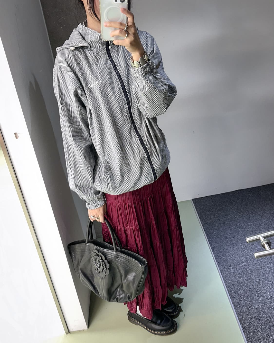 head mini check hood zip jacket 상품이미지4