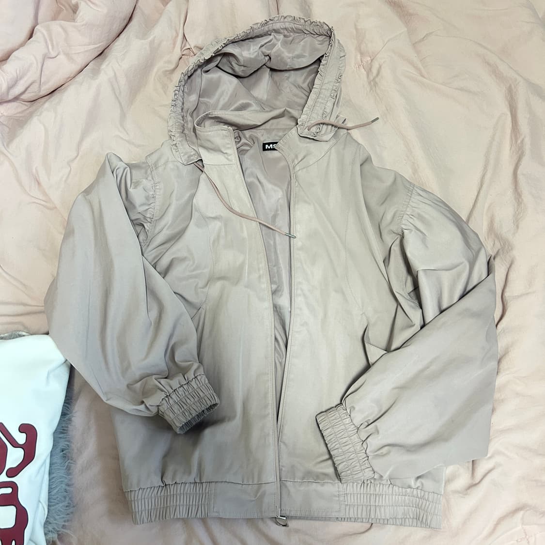 미스치프 보넷 후드 자켓 핑크베이지 L 상품이미지4