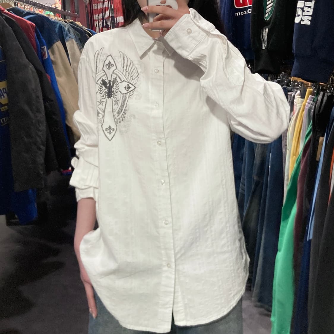 [IM] vtg 화이트 그래픽 셔츠 상품이미지3