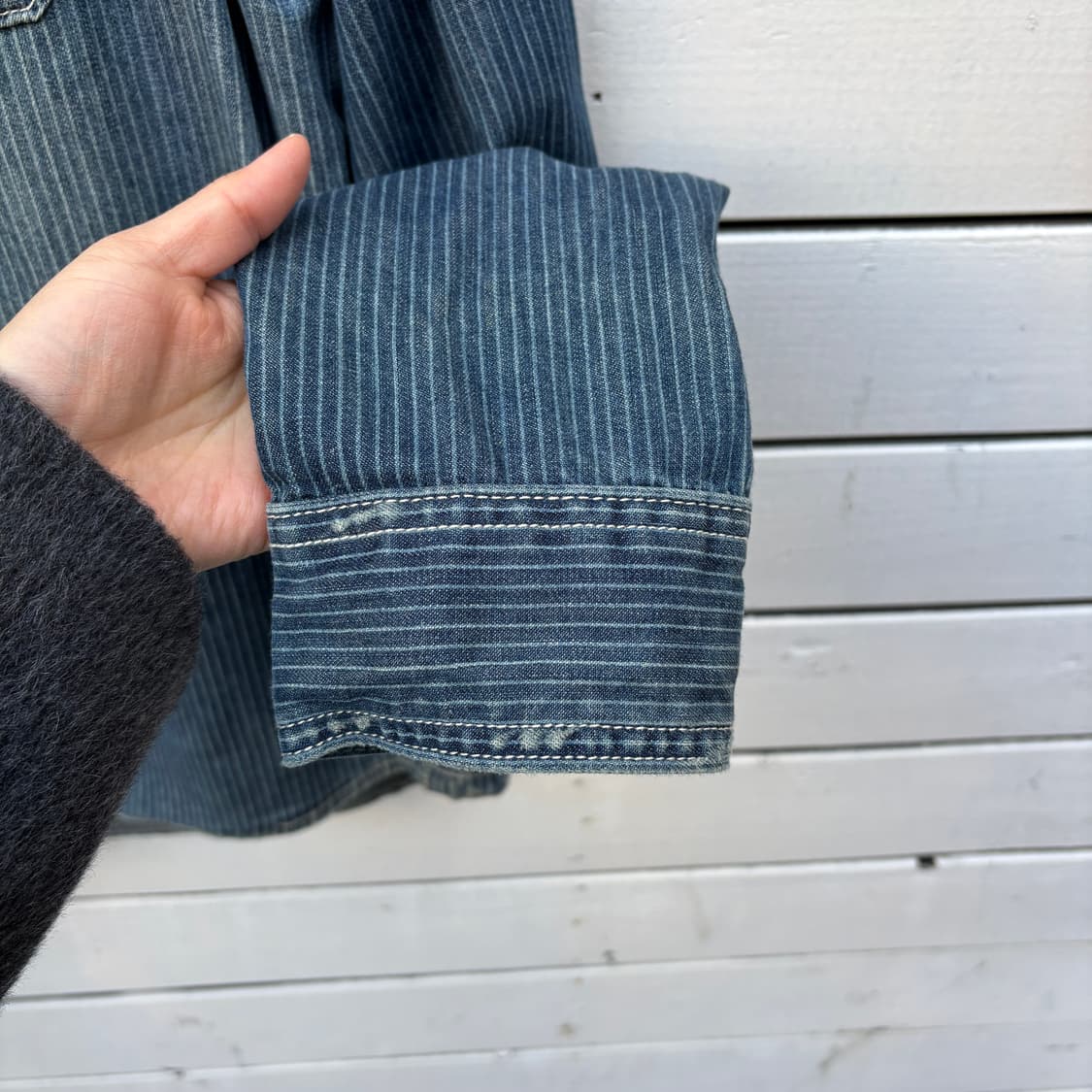 Abercrombie 아베크롬비 스트라이프 데님 셔츠 상품이미지7