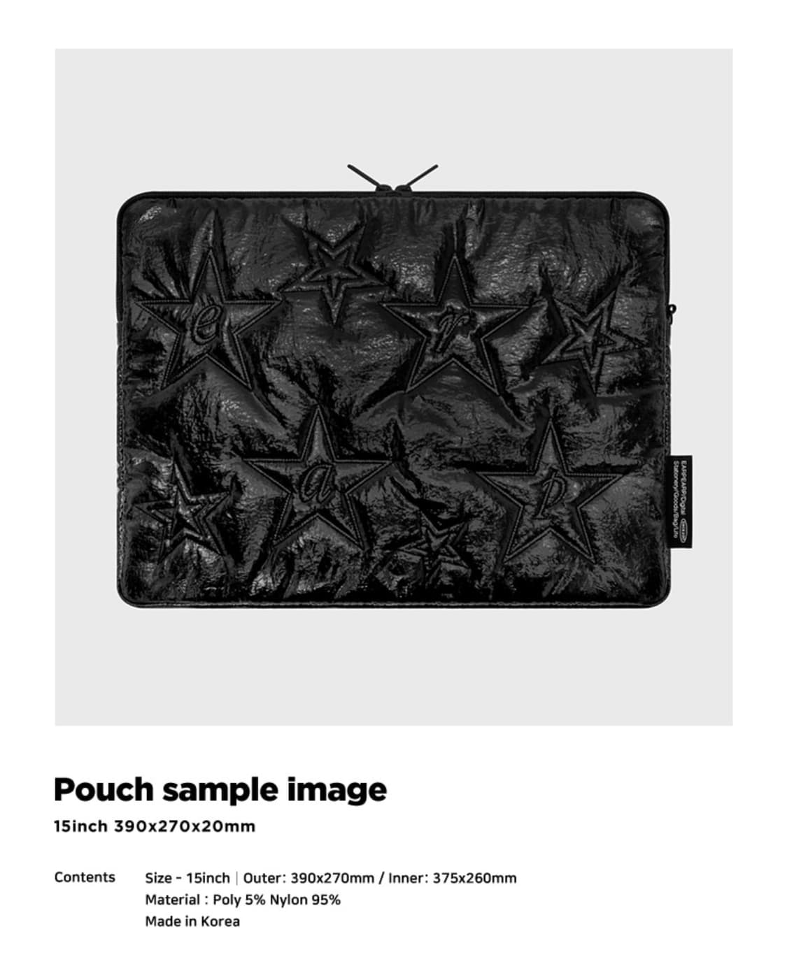 단종템 어프어프 스타 쿠션 노트북 13인치 파우치 글로시 블랙 펑크 고스 상품이미지2