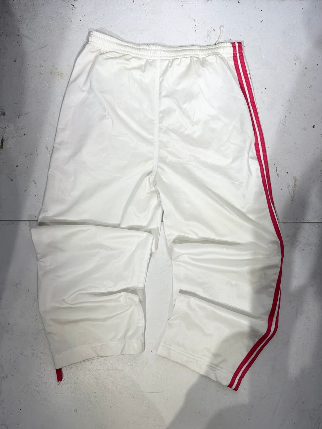 80s 아디다스 화이트 핑크 삼선 og 와이드 추리닝 바지 팬츠 L 상품이미지5