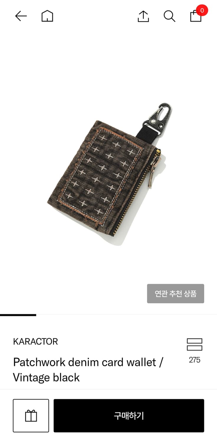 카락터 카드지갑 / 패치워크 데님 블랙 상품이미지1