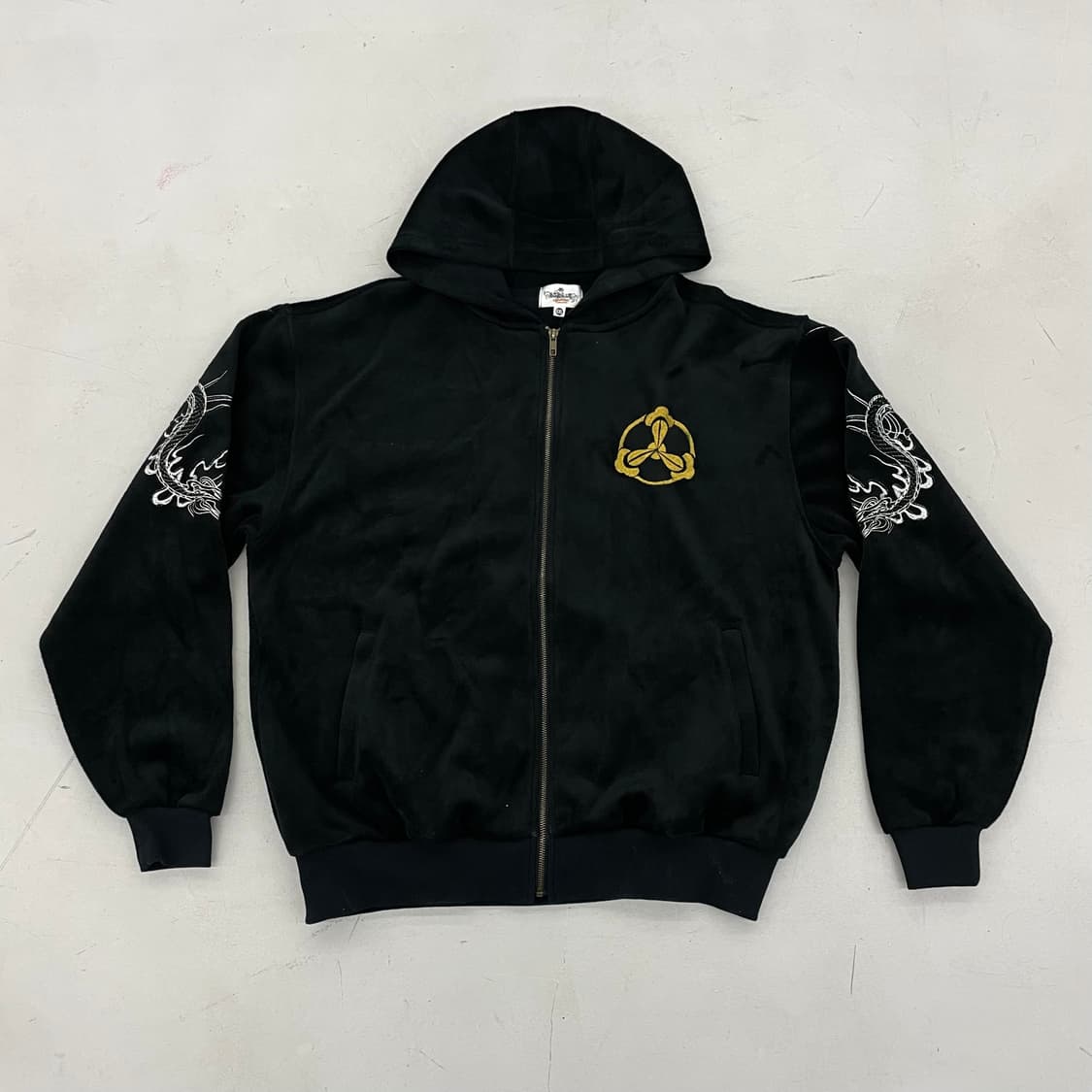 카라쿠리 타마시 드래곤 용 자수 오리엔탈 벨루어 후드집업 상품이미지2