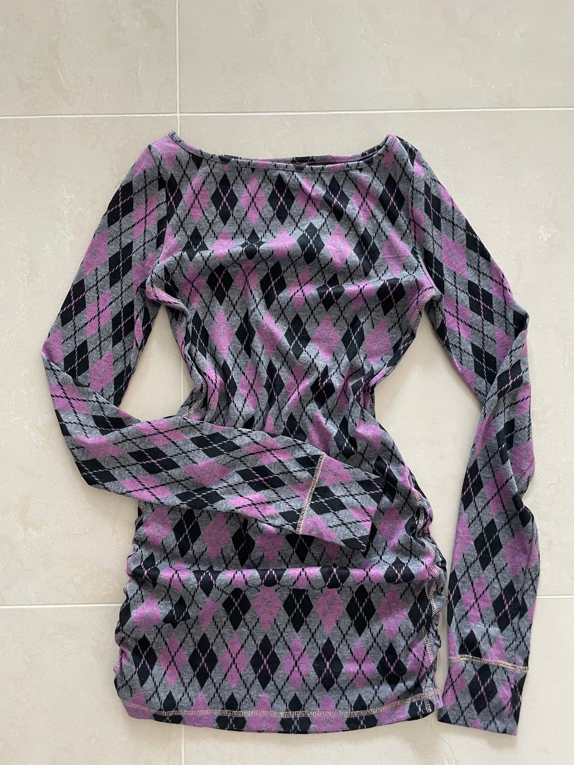 아가일 체크 머플러 세트 미니 원피스 상품이미지2