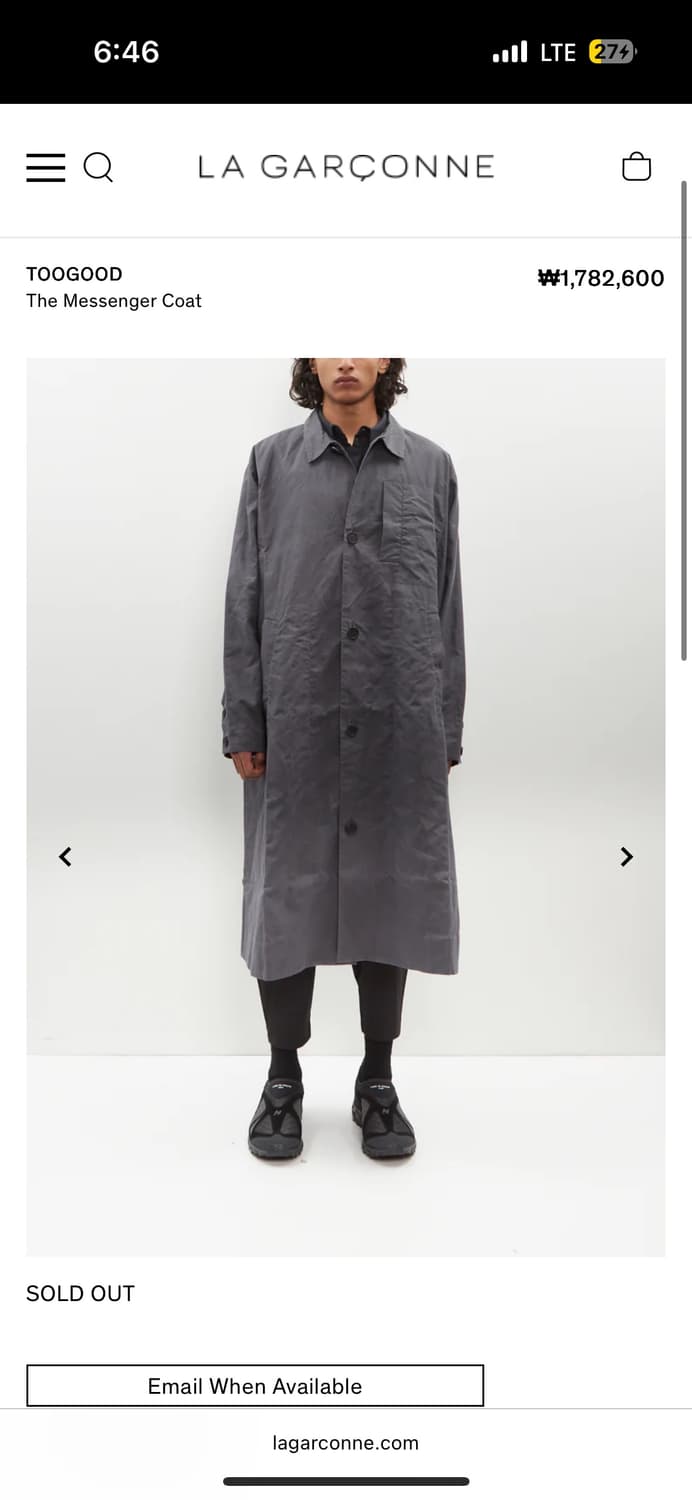 Toogood messenger coat L 상품이미지1