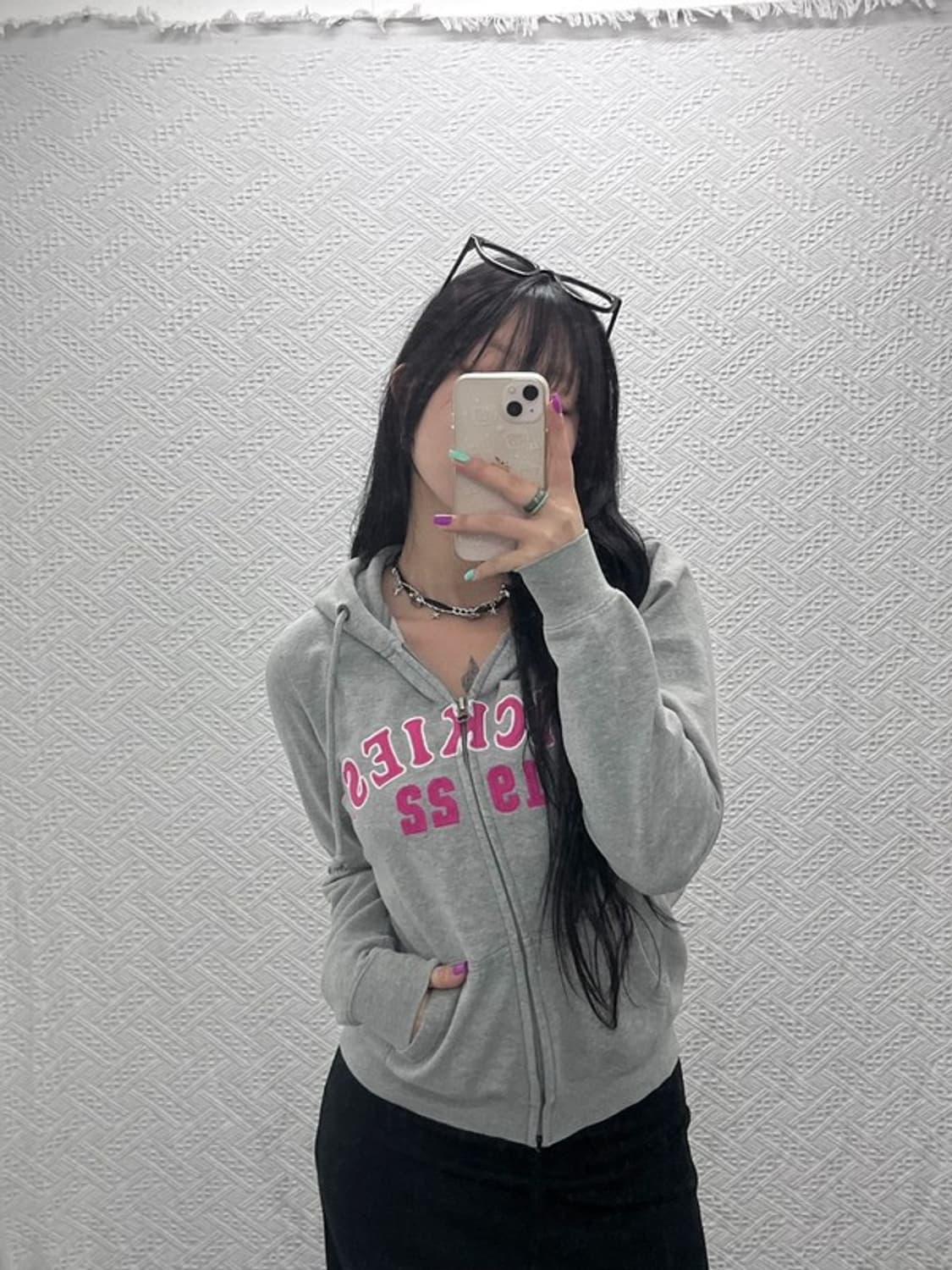 디키즈 올드스쿨 Y2K 핑크 아치로고 후드 집업 M C07043 상품이미지2