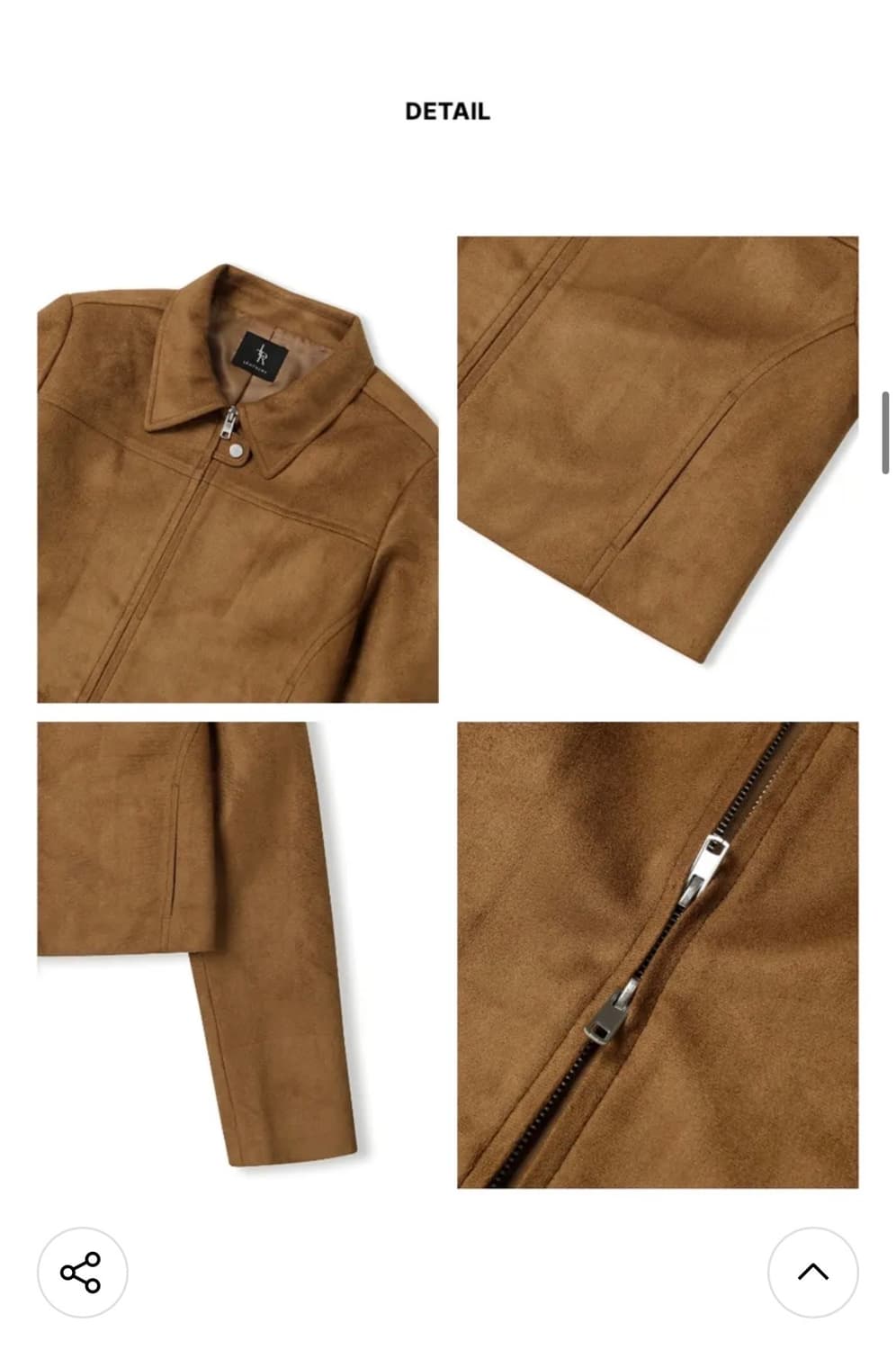 (F) 레더리 커브드 스웨이드 크롭 집업 자켓 [CAMEL BROWN] 상품이미지7