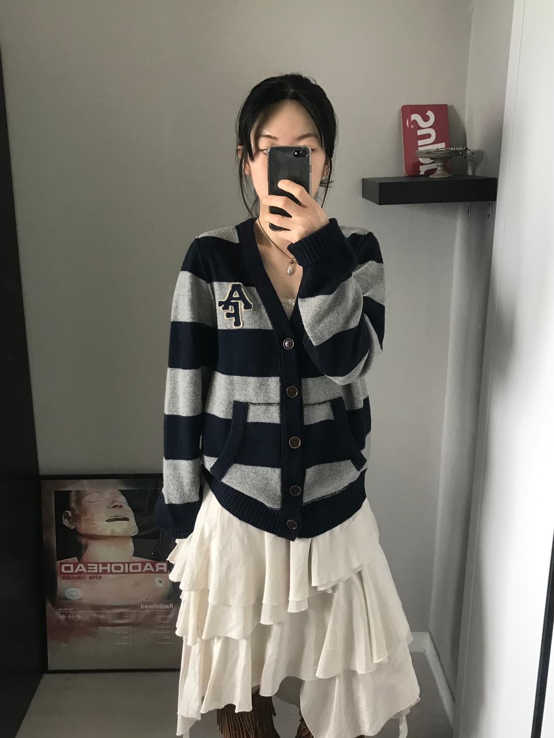 아베크롬비 자수 로고 스트라이프 울 니트 가디건 상품이미지3