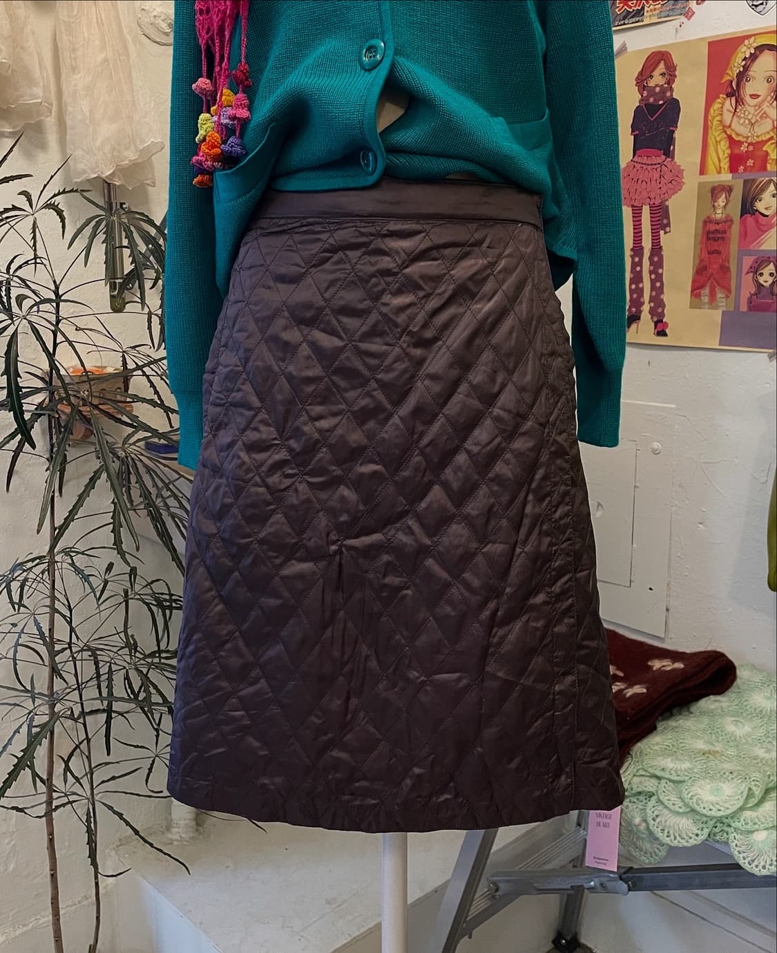 브라운 퀄티드 랩 스커트 [무배] 상품이미지2