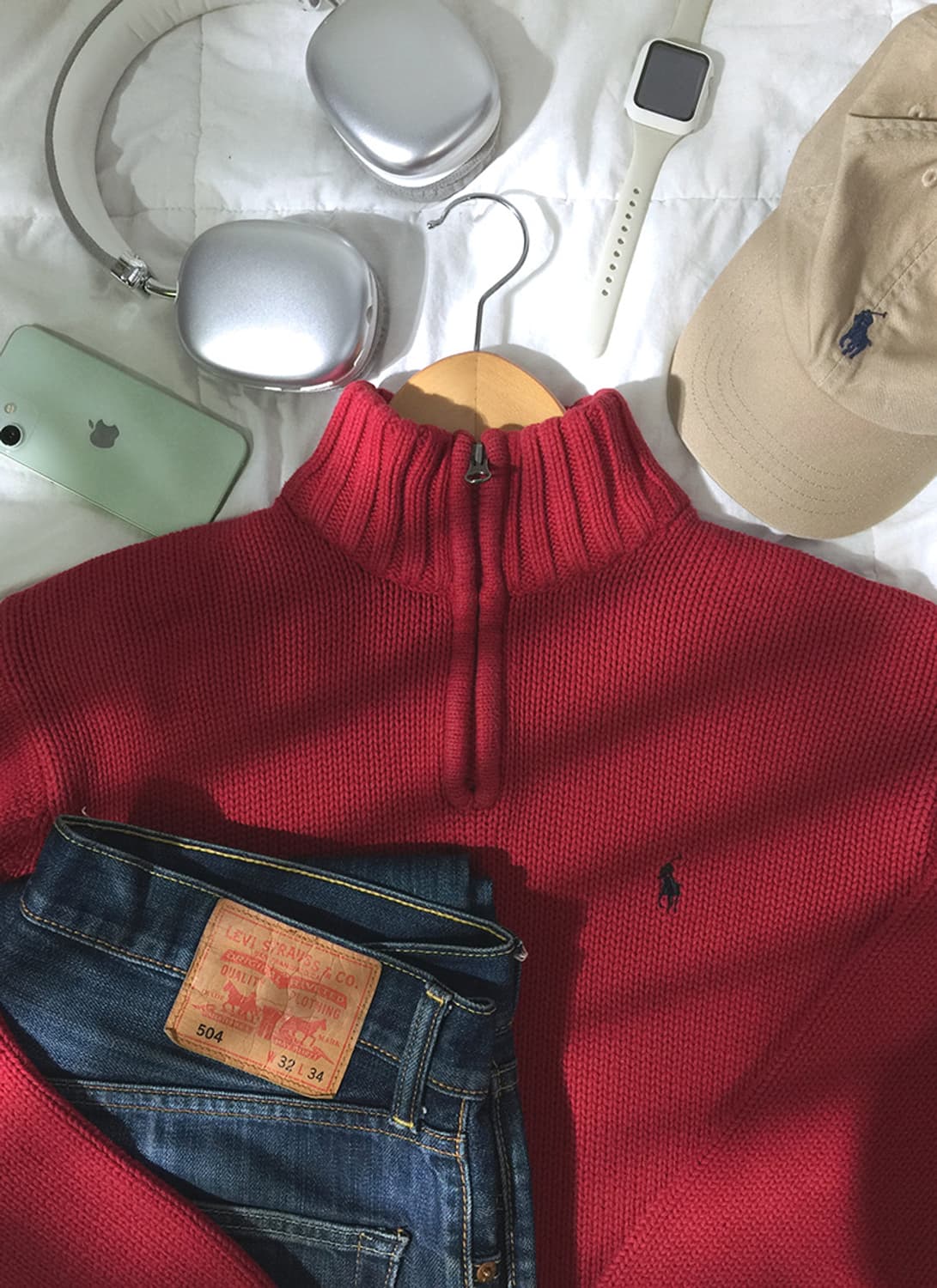 (WOMAN) 폴로랄프로렌 반집업 니트스웨터 XL  상품이미지1