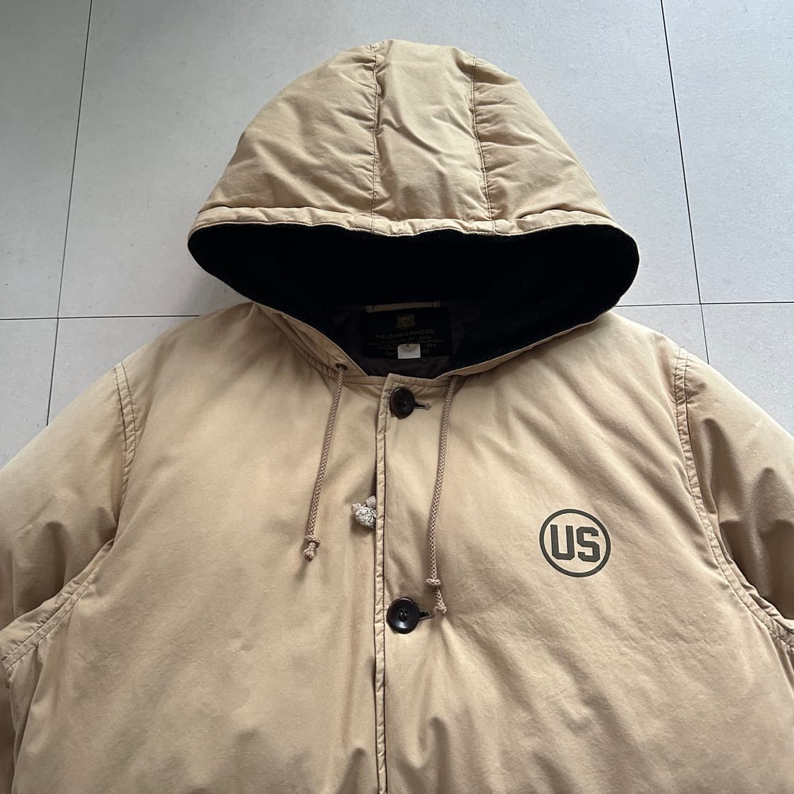 네이버후드 MIL 밀리터리 다운 파카 베이지 XL  상품이미지2