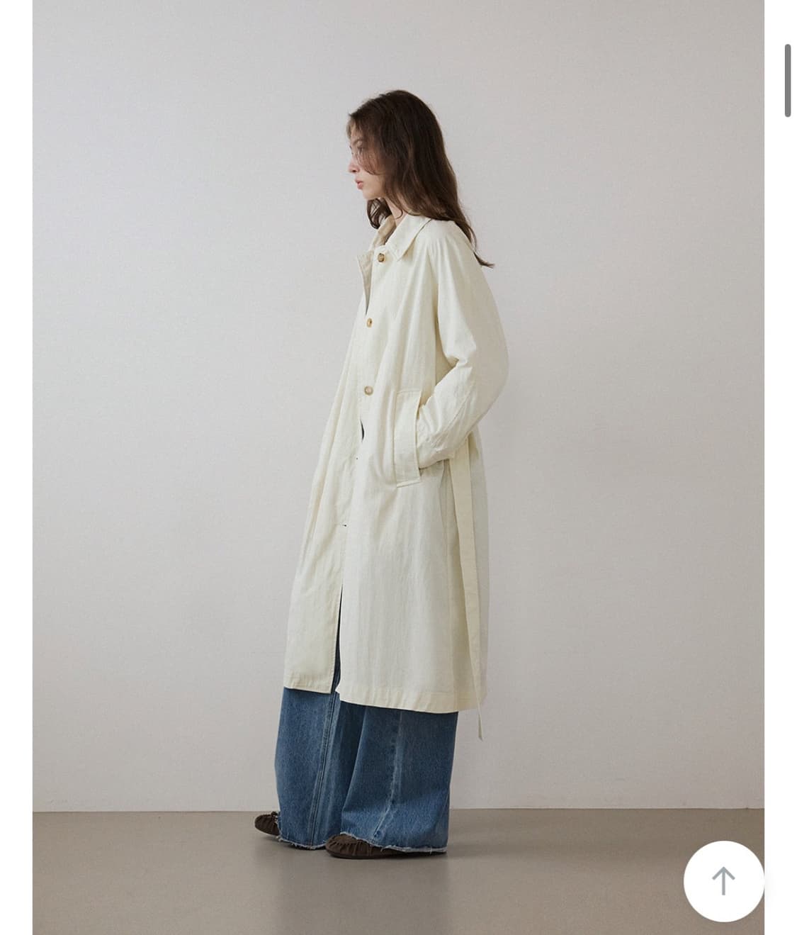 하네 벨티드 롱 트렌치 코트   에크루 (크림 색상) 상품이미지4