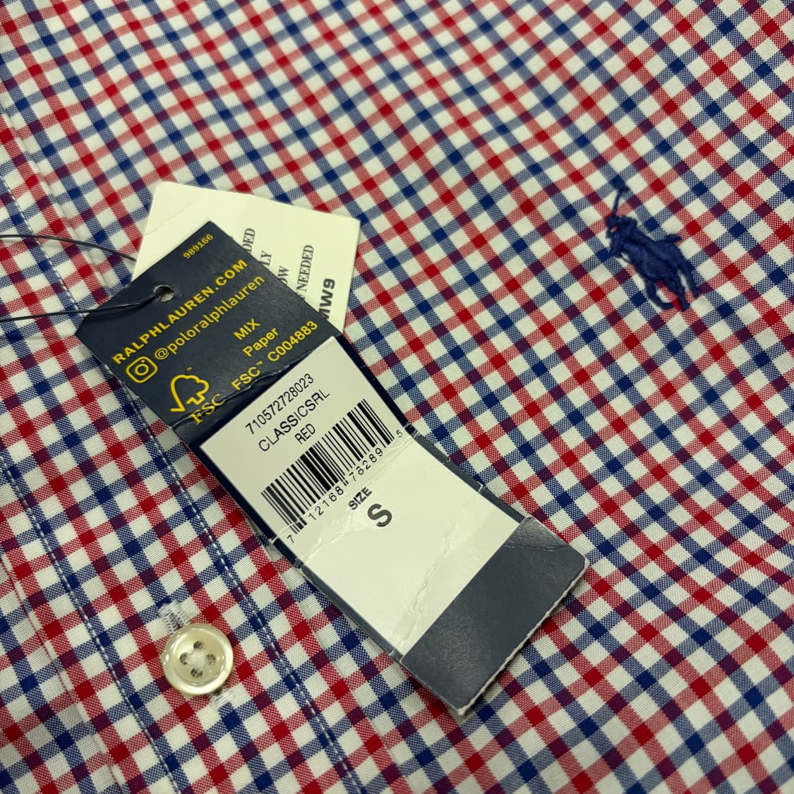 [S] 폴로 랄프로렌 레드 네이비 체크 반팔 셔츠 B779 상품이미지4