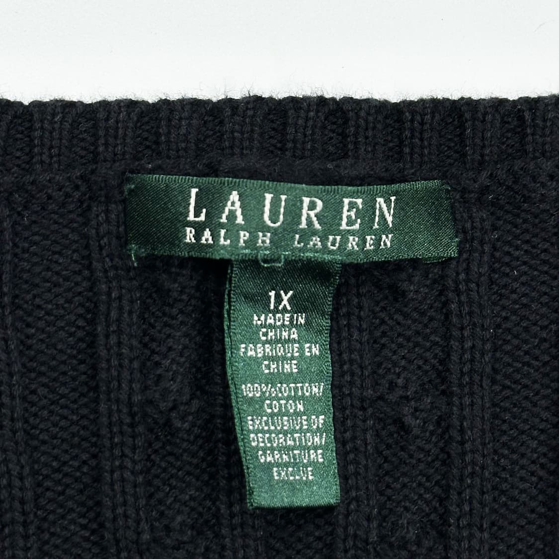 폴로 랄프로렌 클래식 여성 브이넥 케이블 니트 블랙 여성XL 상품이미지5