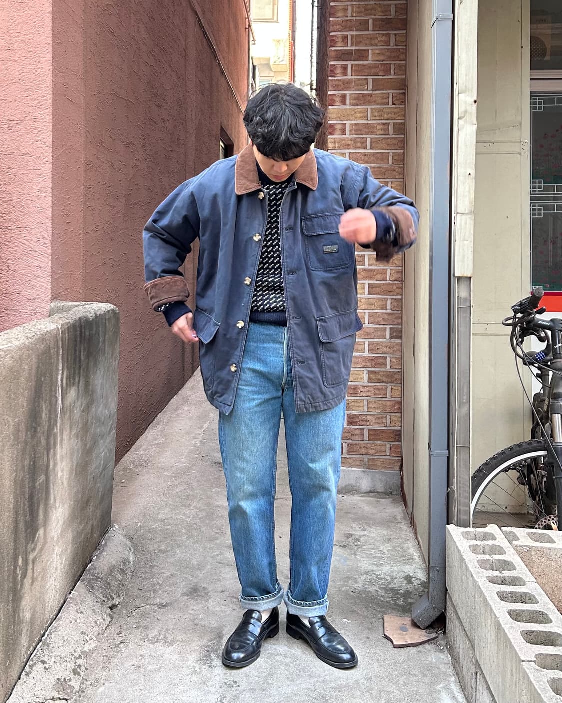 90's Old Uniqlo tartan lined 헌팅자켓 상품이미지1