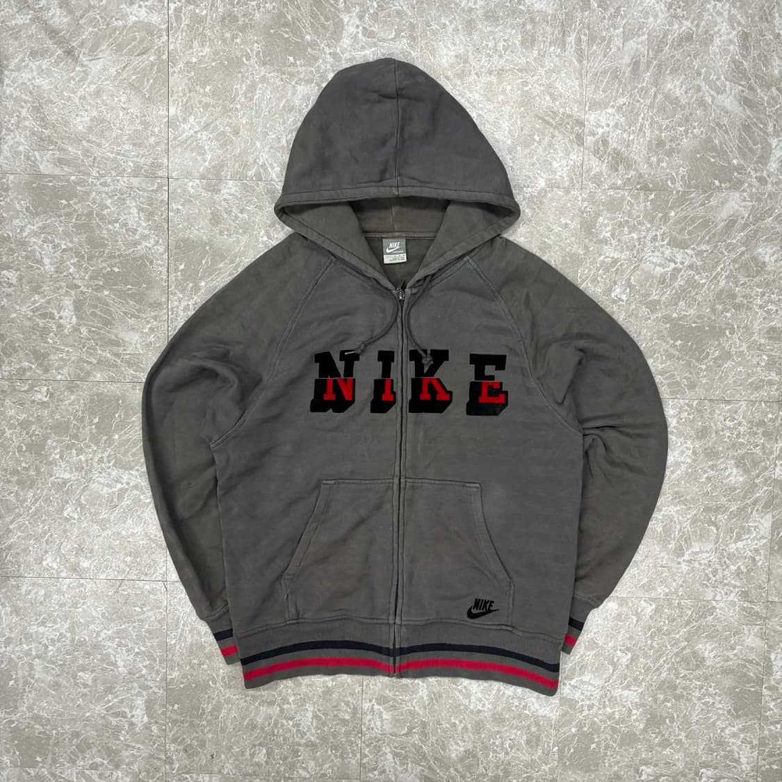 나이키 00s 아치로고 스웻 후드집업 희귀져지(L) 상품이미지3