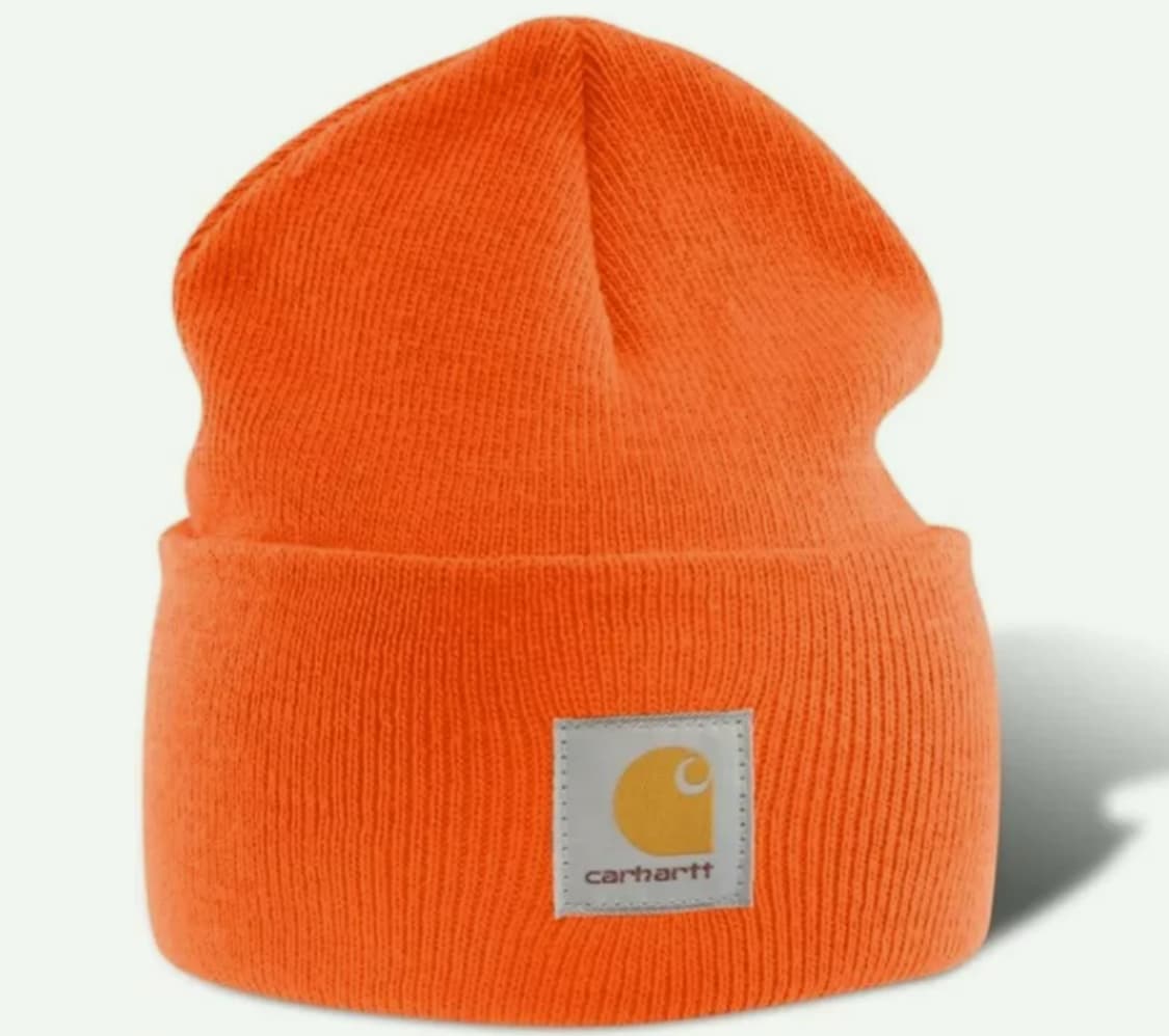 칼하트 로고 패치 아크릴 비니 오렌지 상품이미지1