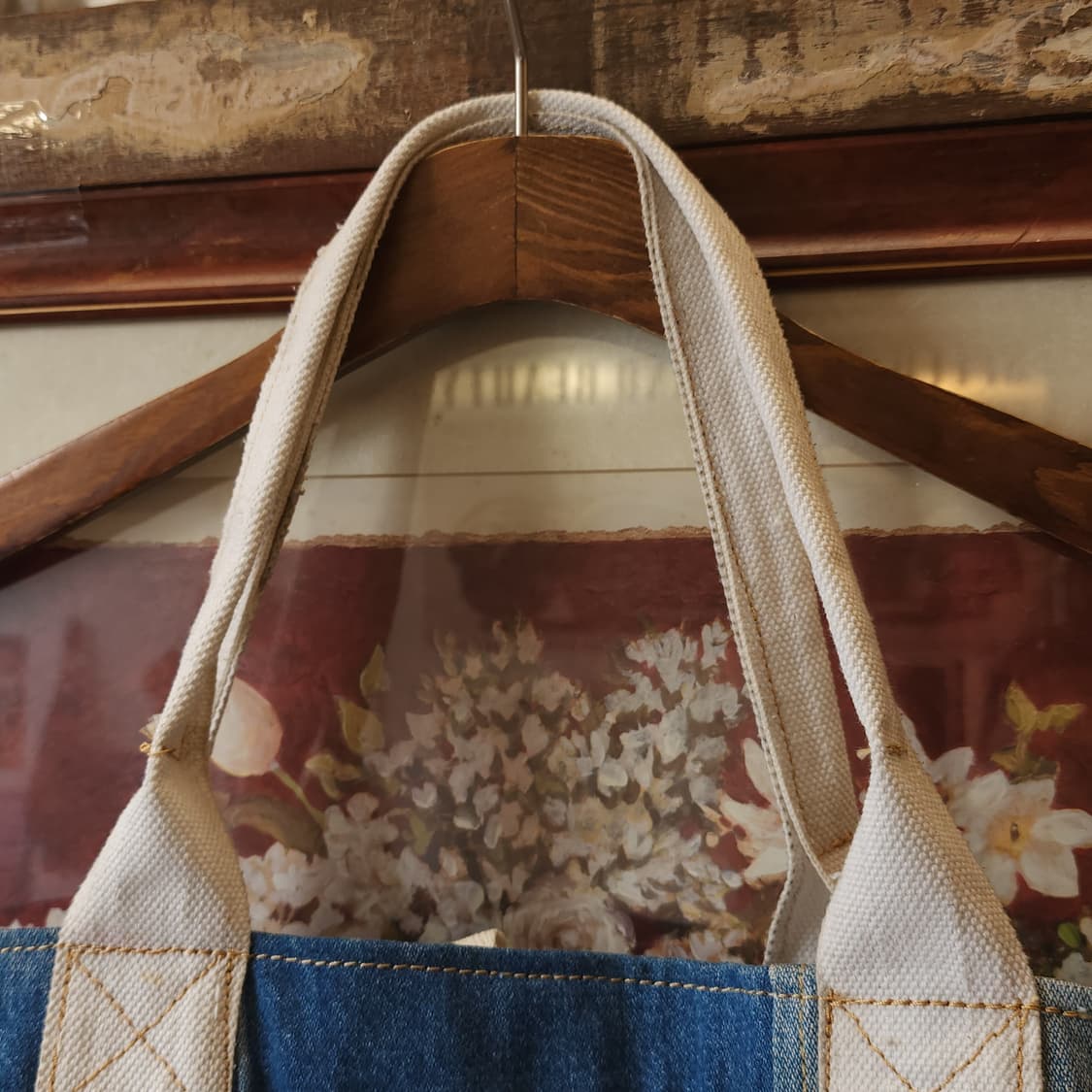 핸드 드로잉 빅토트 캔버스 데님 토트백 빈티지 더플백 리메이크 아프리카 상품이미지3