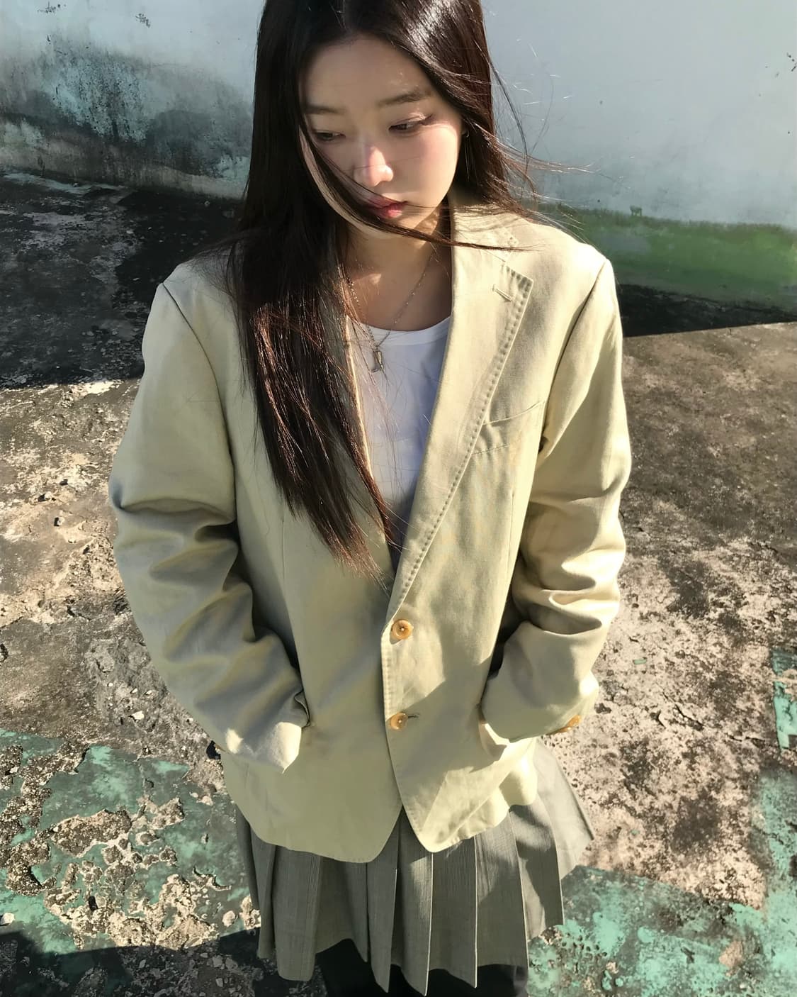 스티치 디테일 베이지 자켓  상품이미지4