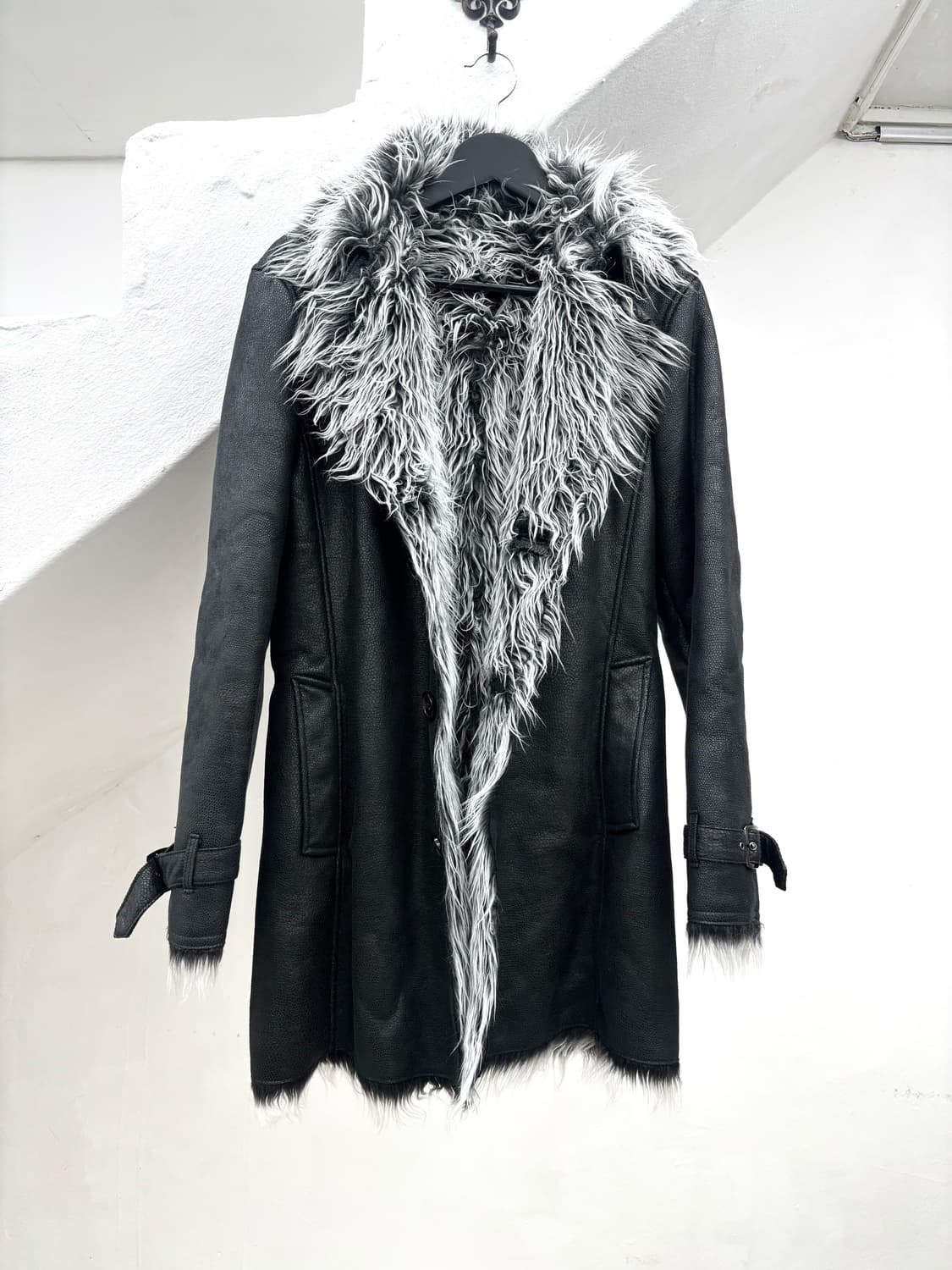 Semantic design fur crack washed coat ja 상품이미지2