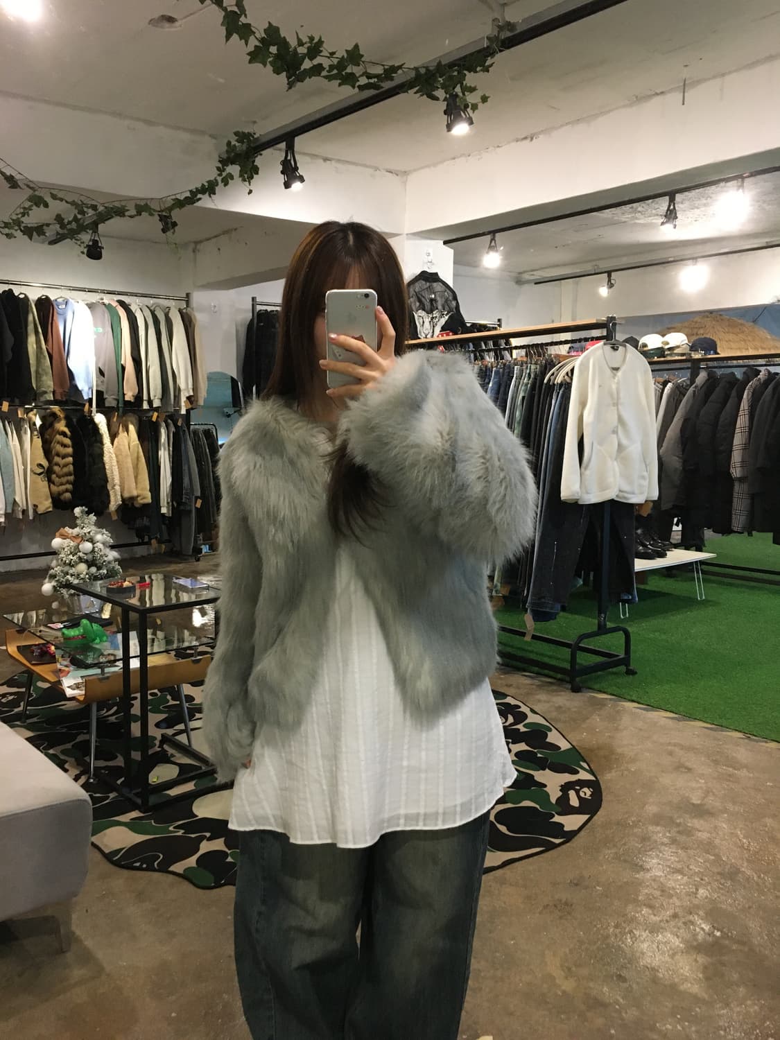 은빛 그레이 퍼 자켓 상품이미지3