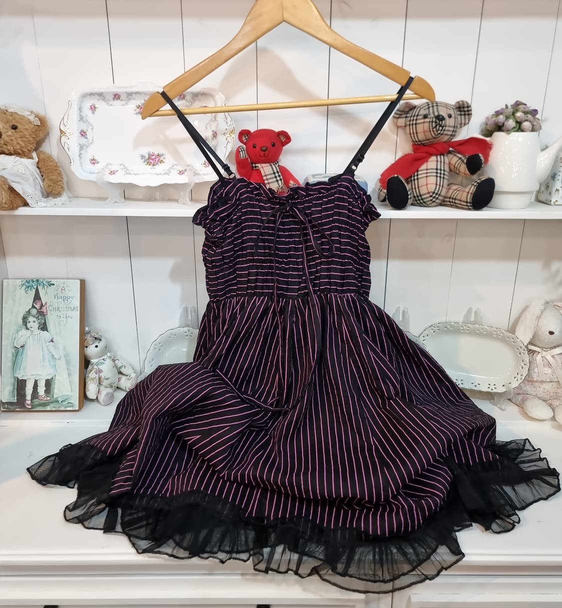 핑크 스트라이프  스트링 원피스 상품이미지8