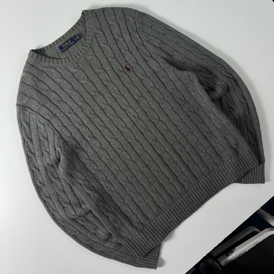 Polo  폴로 랄프로렌 자수 코튼 그레이 꽈배기 니트  상품이미지2