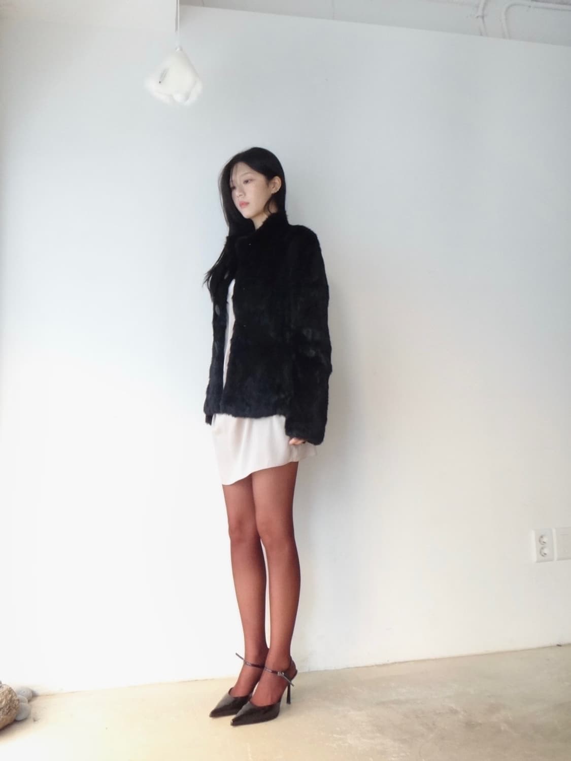 Big button rabbit fur jacket / black 상품이미지6