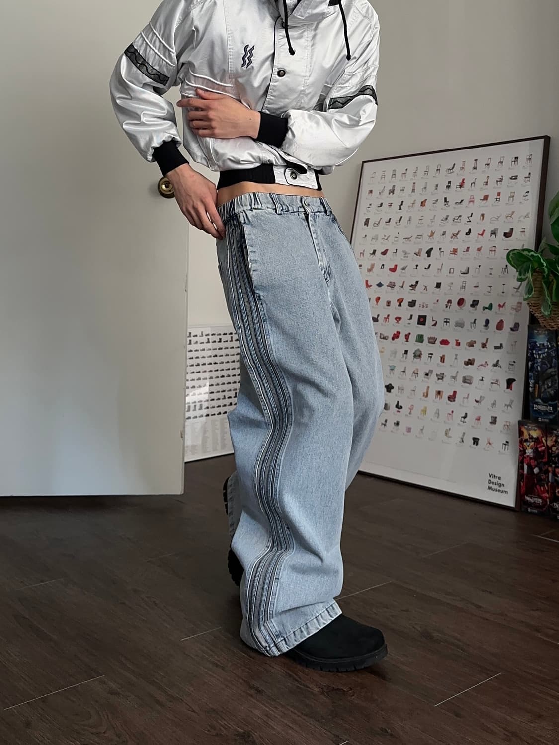 Staffpick 와이드 사이드 트랙 데님 팬츠 상품이미지3