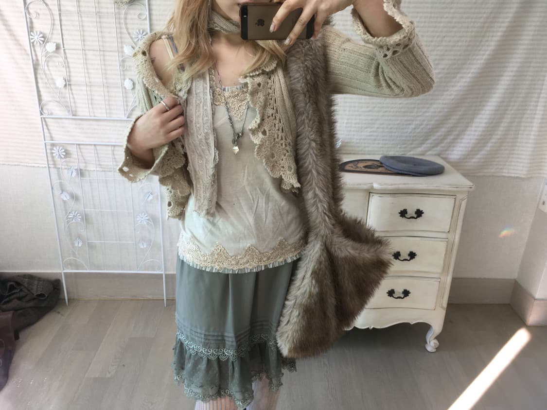 Set)Axes femme 가디건 + 나시 + 민트스커트 상품이미지5