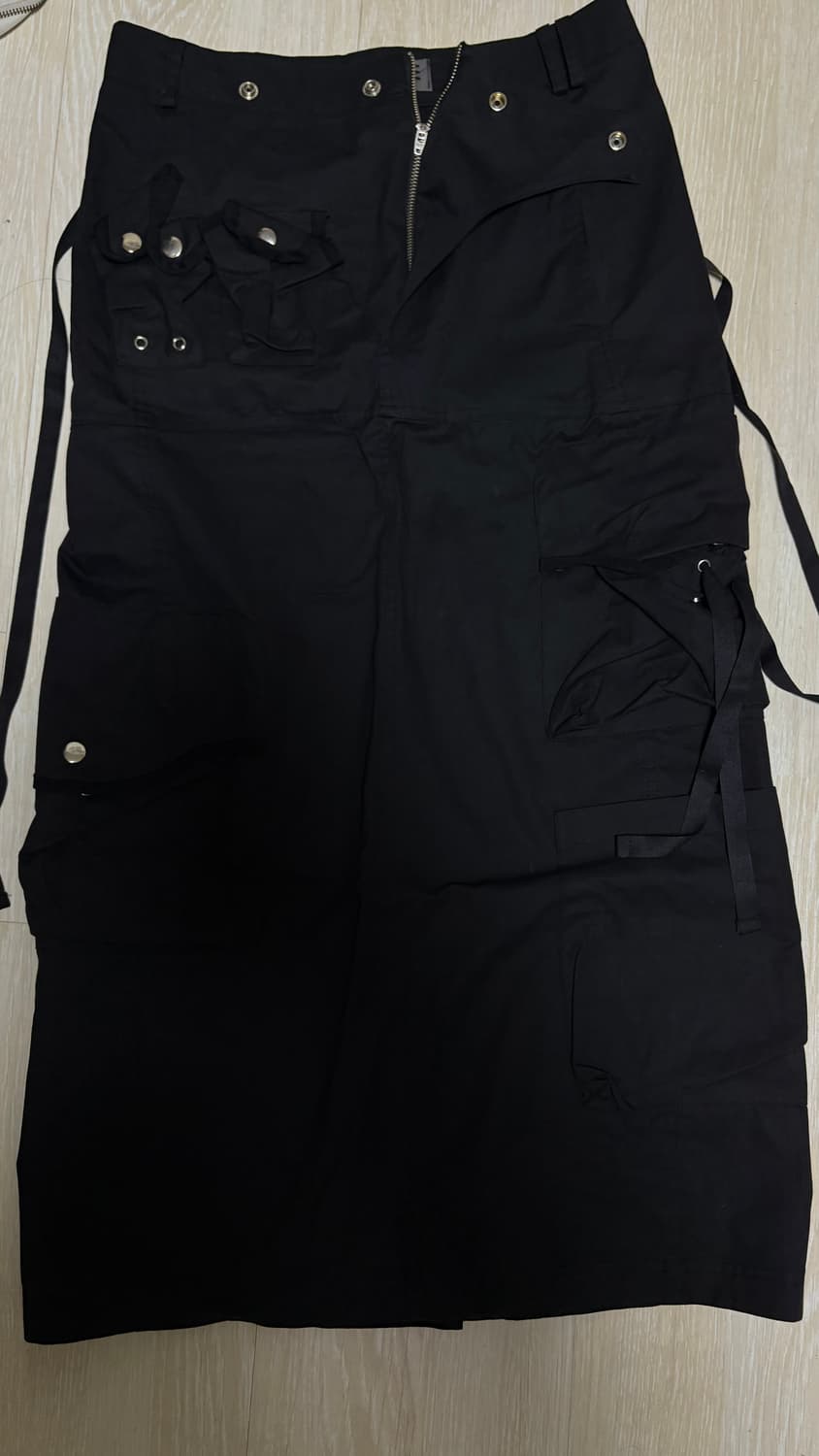 나체 스트랩 카고 맥시 스커트 블랙 상품이미지2