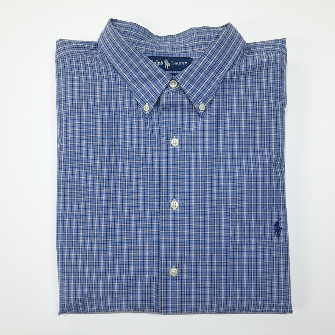 CL259 3XL 폴로 90s 코튼나일론 그래프체크 블루네이비 셔츠남방 상품이미지7