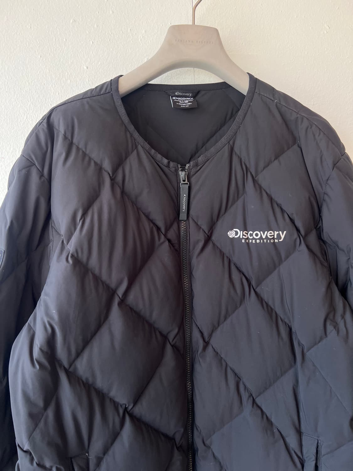 디스커버리 남성 블랙 구스다운패딩 간절기누빔점퍼 상품이미지1