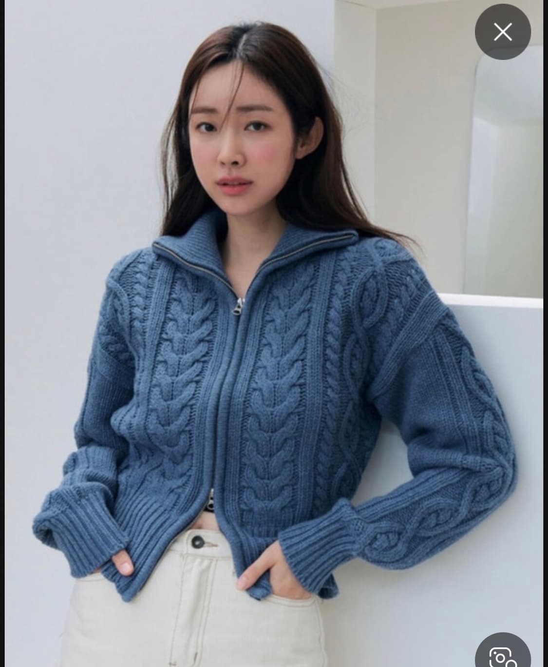 시티브리즈 울 케이블 니트 집업 퍼플 (차정원, 윈터, 태연 착용) 상품이미지2