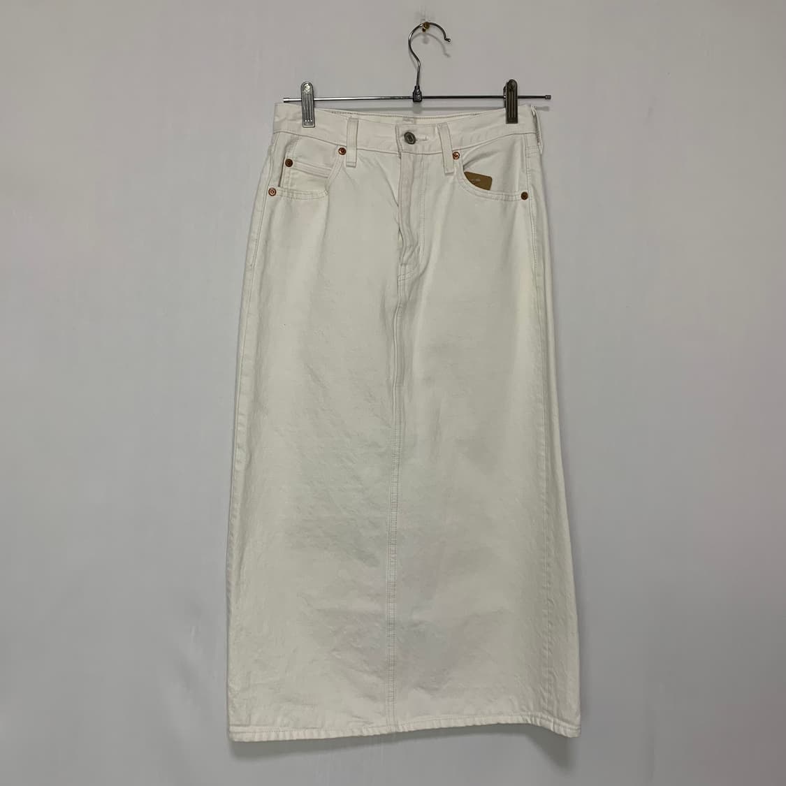 리바이스 화이트 아이보리 데님 트임 롱 스커트 25인치 빈티지 치마 상품이미지1