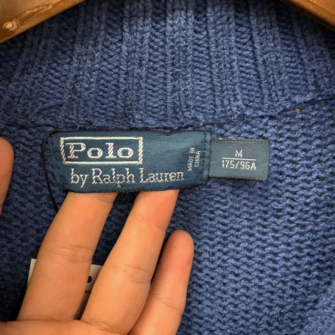 90s 폴로 랄프로렌 청키립 하프집업 코튼 니트 스웨터 블루 N637 상품이미지7