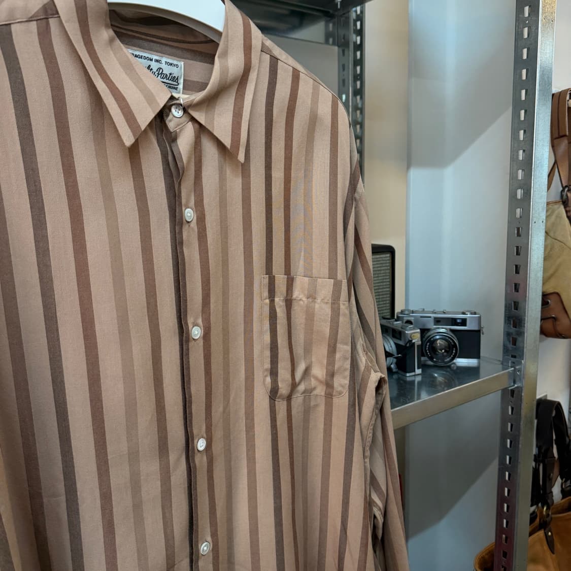 25SS 와코마리아 레이온 스트라이프 패턴 셔츠 XL 상품이미지4