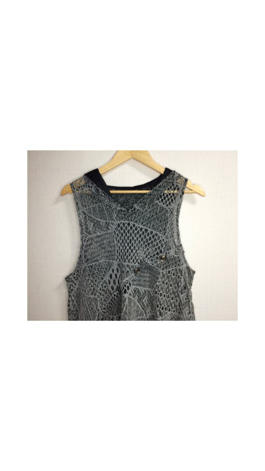 빈티지 그레이 메쉬 슬리브리스 후디 튜닉 상품이미지2