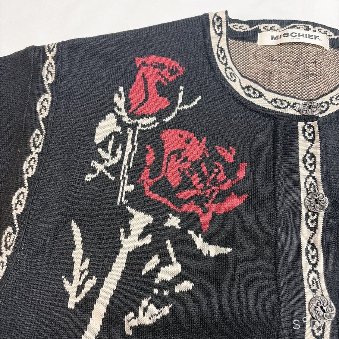 미스치프 로즈 자카드 숏슬리브 가디건 상품이미지6