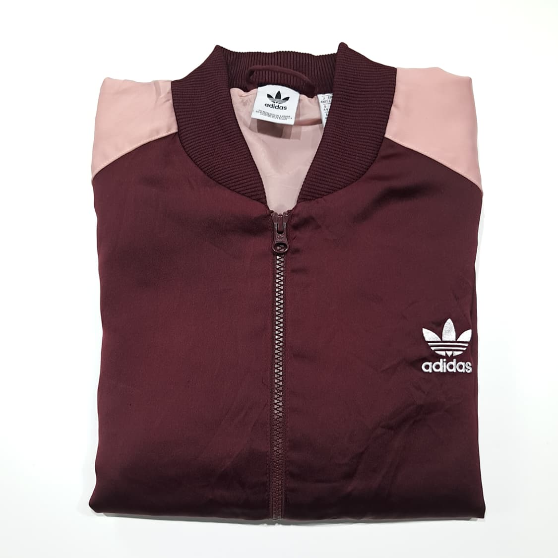 CK152 L 아디다스 오리지널 버건디&핑크 새틴 바시티 자켓 상품이미지7