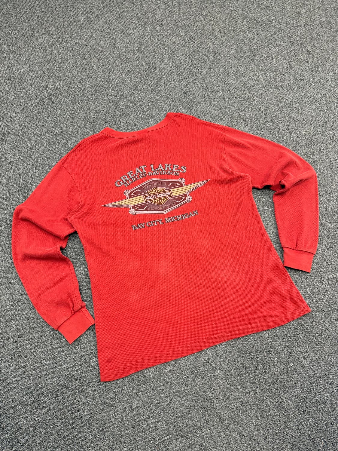 M) 할리데이비슨 빈티지 프린팅 레드 롱슬리브 상품이미지3