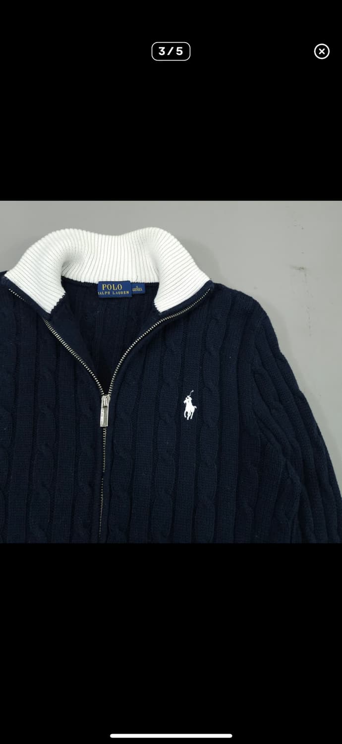 폴로 랄프 로렌 신형 여성 케이블 니트 집업 S 네이비 상품이미지3